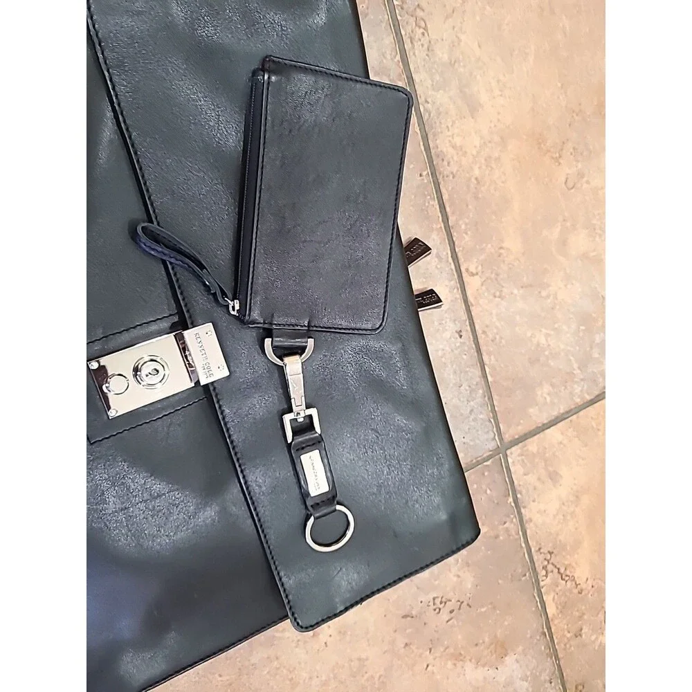 Kenneth Cole Leather 3pc Messenger Portfolio Shoulder Bag wallet Excel Cond